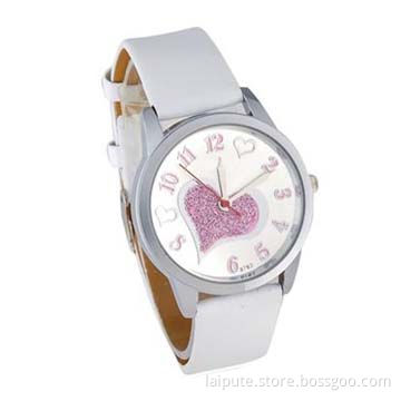 Laipute Round Heart-shaped, Dial PU Leather Band Women's Wrist Watch, White Color Available